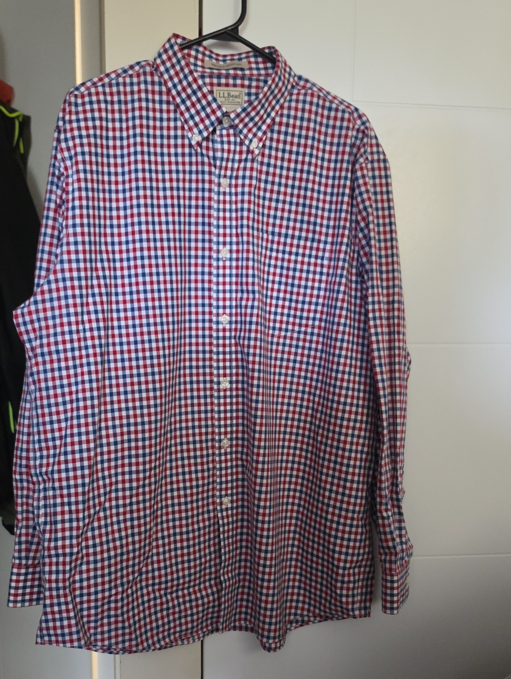 L.L.Bean Men's Red and Blue Gingham Button-Down Shirt
